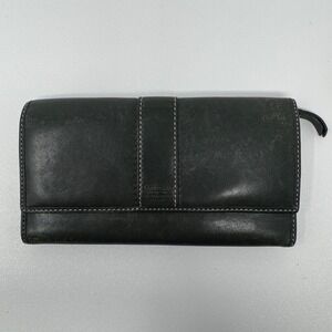 Coach Vintage Green Leather Slim Envelope Wallet Green Interior Contrast Stitch